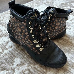 Leopard print Keds lace up boots